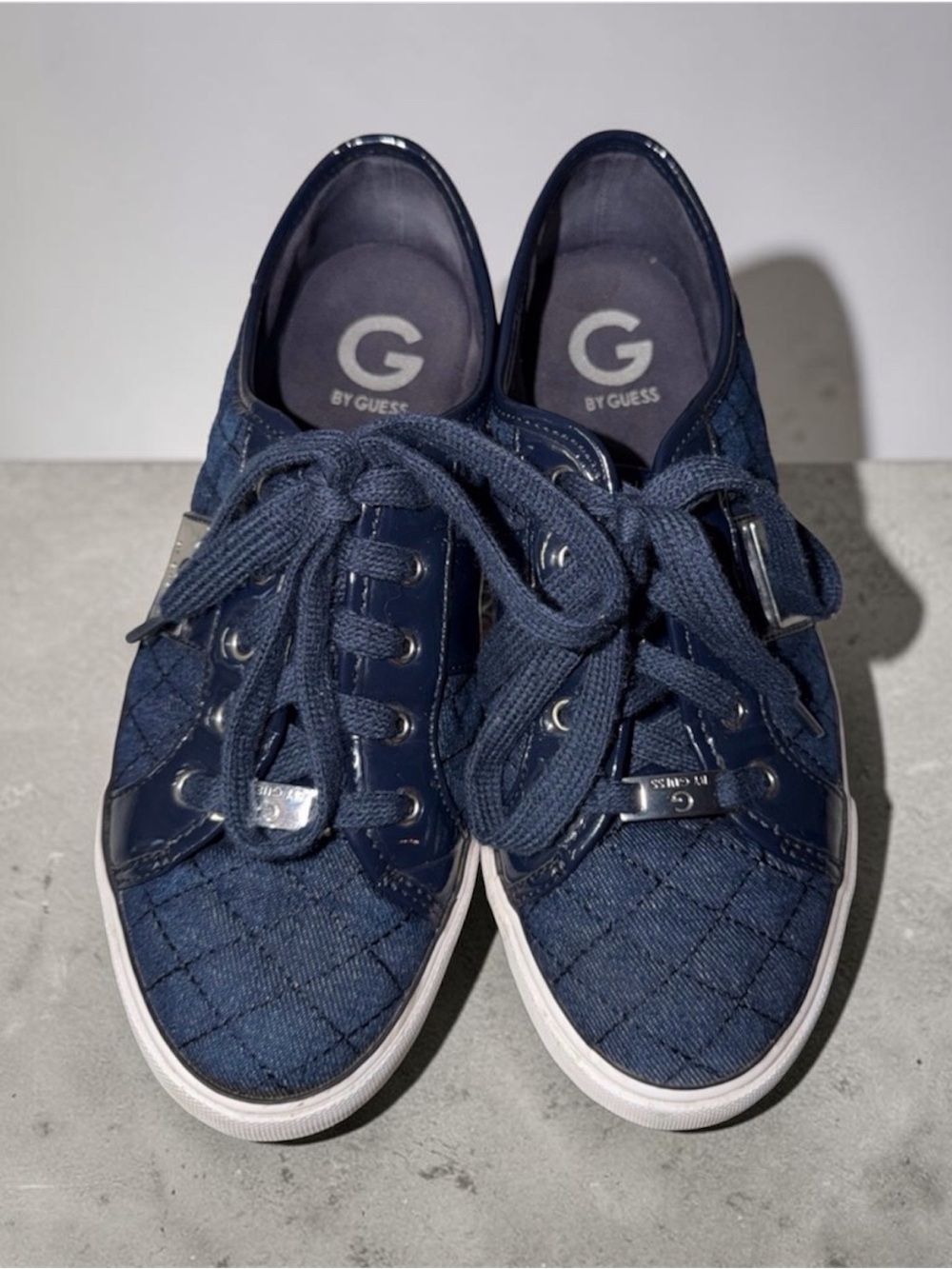 G by Guess Navy Quilted Low-Top Lace-Up Sneakers